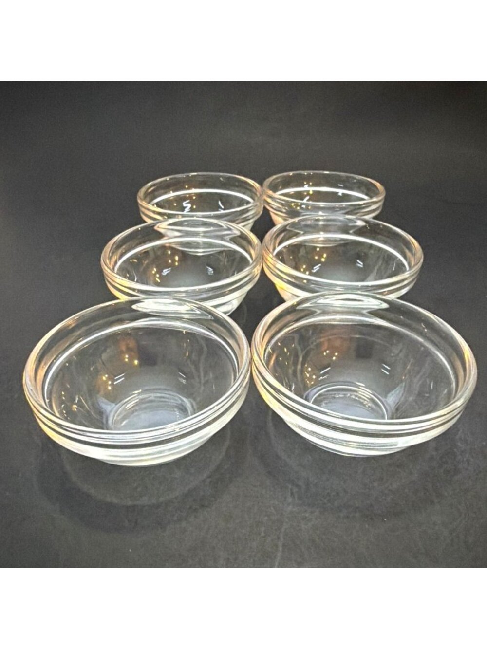 Vintage Arcoroc France Glass Nesting Stackable Prep Bowls Kitchen MCM 6pc Set